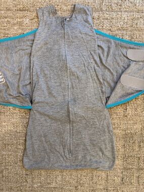 Halo Grey Swaddle Sleep Sack with Teal Trim